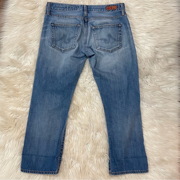 AG Adriano Jeans Ex-Boyfriend Crop Jeans Mid Rise Size 28 Light Wash Distressed - Picture 8 of 16